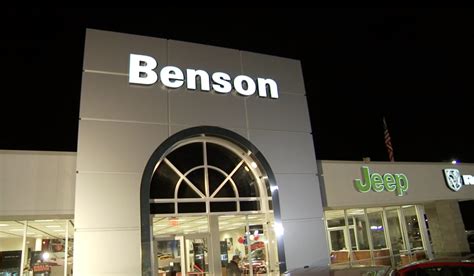 Benson jeep - Specialties: Benson Chrysler Dodge Jeep in Greer, SC offers both New and Used Cars and Trucks at Unbelieveably Low Prices! Our Parts and Service Departments offer Saturday hours from 8 am until 4 pm in addition to the regular hours of Monday through Friday. We offer a FREE shuttle service and reduced rate Rental Vehicles for our service customers …